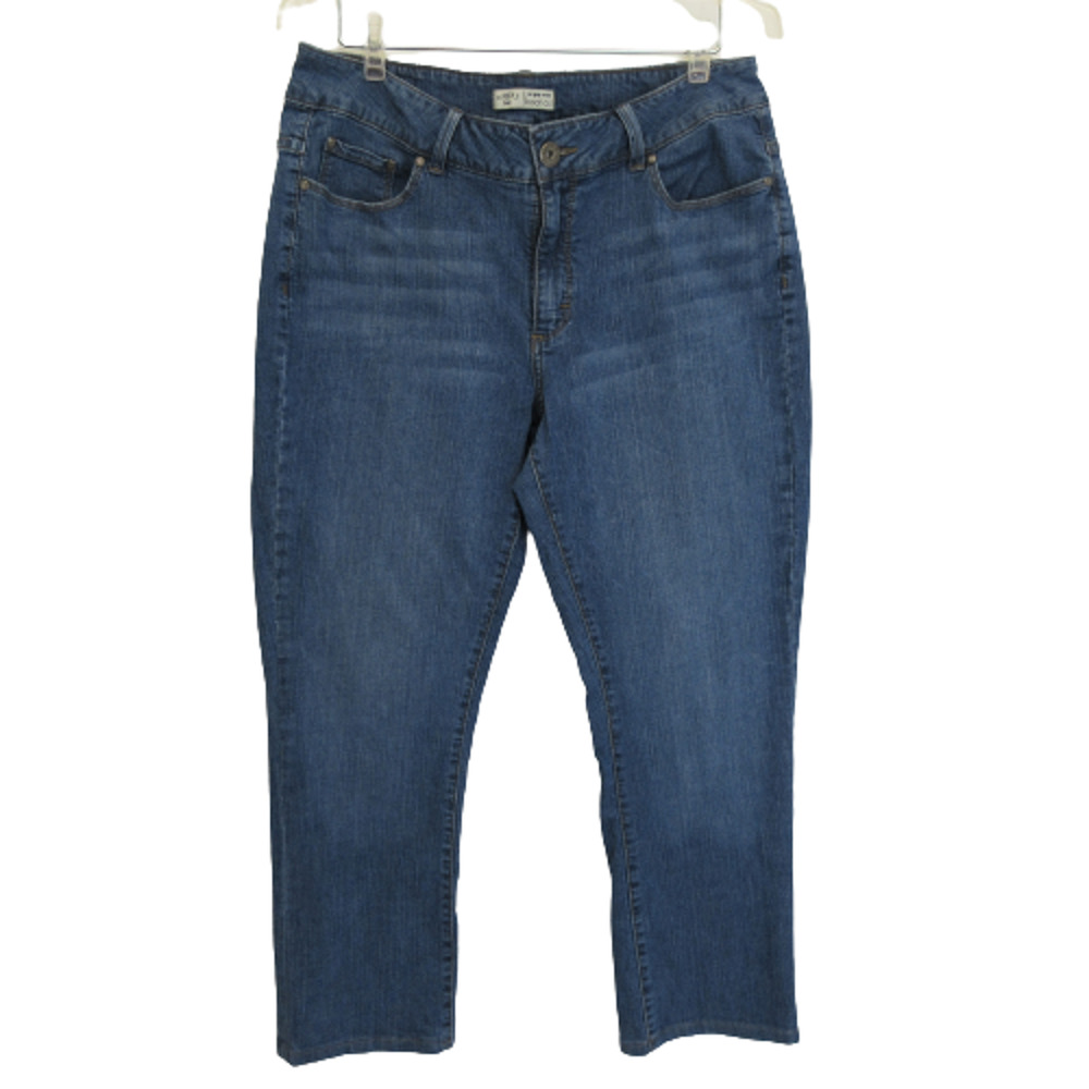 Riders by Lee Jeans Womens 16 M Blue No Gap Waist Bootcut Flap Pockets Stretch